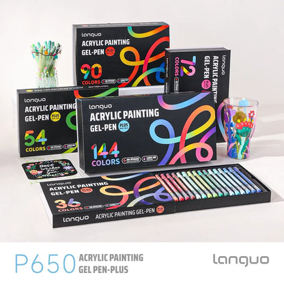 Languo – Stylo Gel Plus 1mm | ColoBloom – Stylos gel acrylique 1mm version PLUS : flux optimisé, réservoir XL, jusqu'à 144 couleurs.