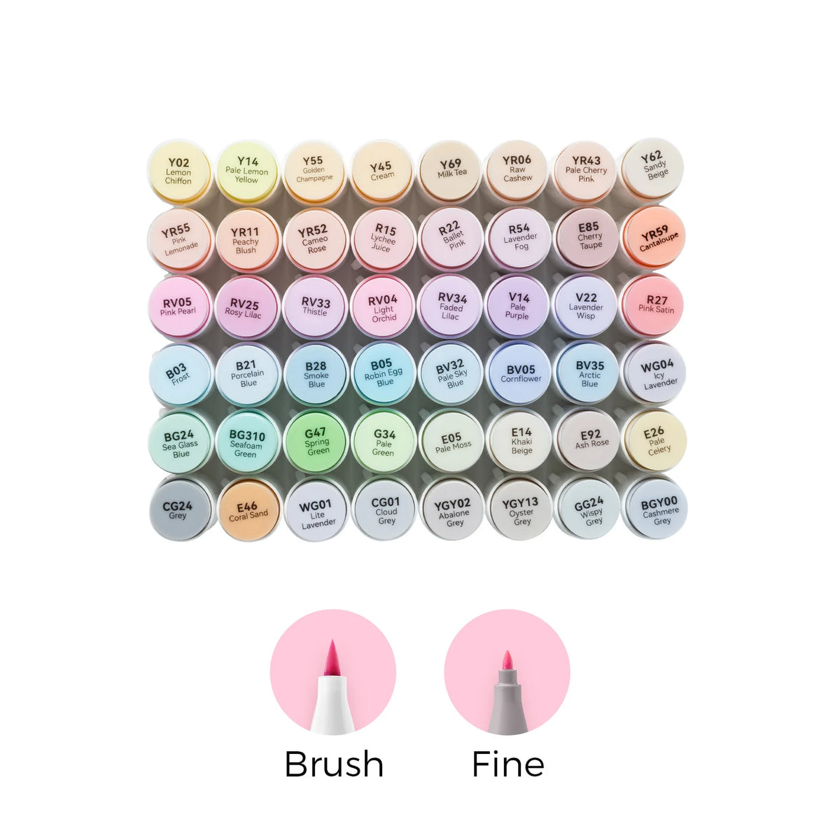 Ohuhu – Honolulu B – 48 Pastels | ColoBloom – 48 marqueurs alcool en teintes pastels, double pointe brush & fine, pour illustrations tendres et cozy.