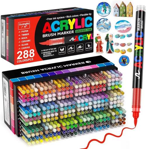 Guangna – 288 Marqueurs Acrylique – Coffret | ColoBloom – 288 marqueurs acrylique en coffret compact et organisé, encre permanente et lumineuse.