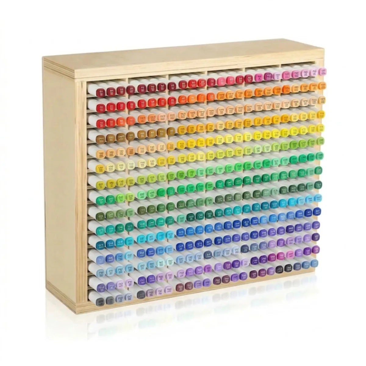 Organisateur Marqueurs – 360 à 450 Emplacements | ColoBloom – Rangement en bois hêtre et pin, 90 compartiments, jusqu'à 450 emplacements, compatible toutes marques.