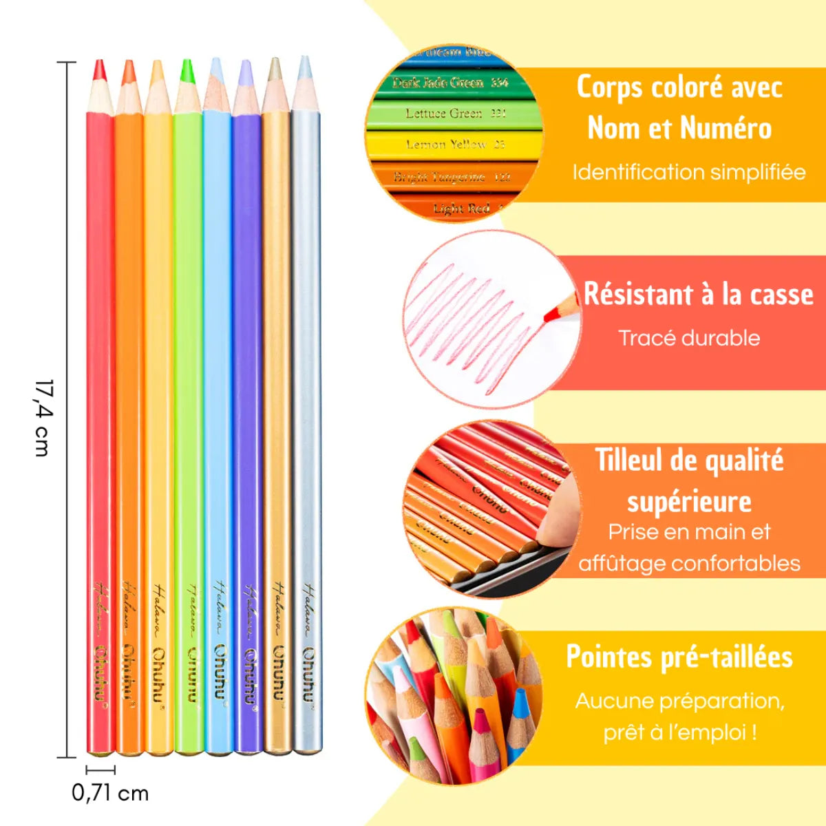 Ohuhu – 72 Crayons de Couleur – vue 2 | ColoBloom
