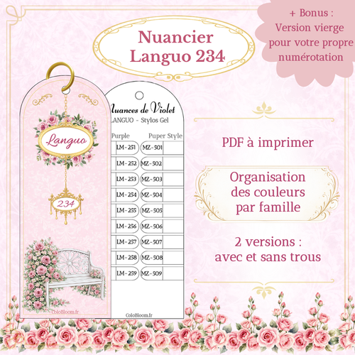 Nuancier stylos gel Languo 234 couleurs – couverture, PDF et version physique | ColoBloom