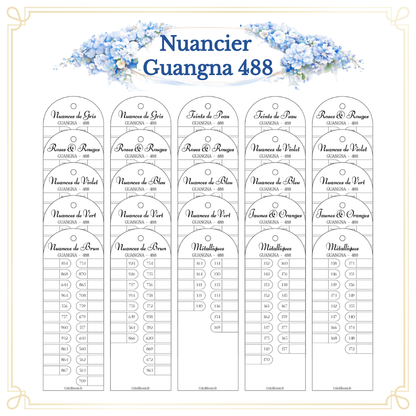 Nuancier Guangna 488 – toutes les cartes de couleurs classées par familles de nuances