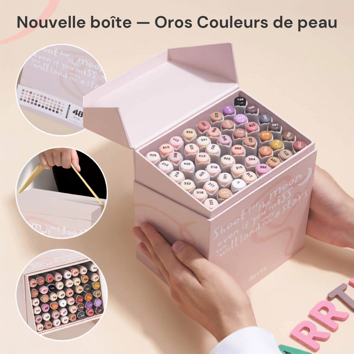 Nouvelle boîte des marqueurs à alcool Arrtx OROS couleurs de peau