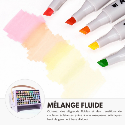 Dégradés de teintes pastel réalisés aux marqueurs à alcool Arrtx OROS, mélange fluide