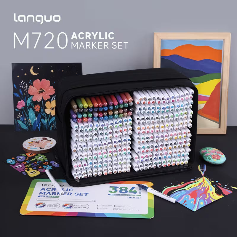 Languo – 384 Marqueurs Acrylique – Sacoche | ColoBloom