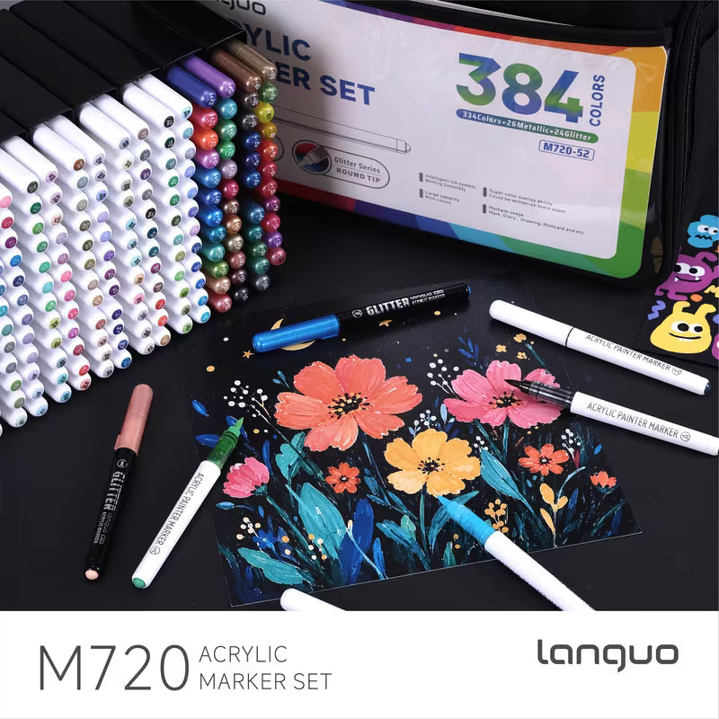 Languo – 384 Marqueurs Acrylique – Sacoche | ColoBloom